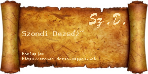 Szondi Dezső névjegykártya